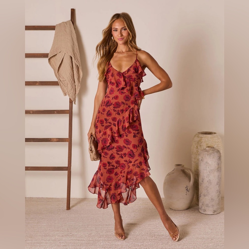 Vici Garden Bliss Floral Tiered Midi Dress